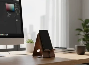 Elegante und praktische Handyständer aus Holz für deinen Schreibtisch: Stil trifft Funktionalität