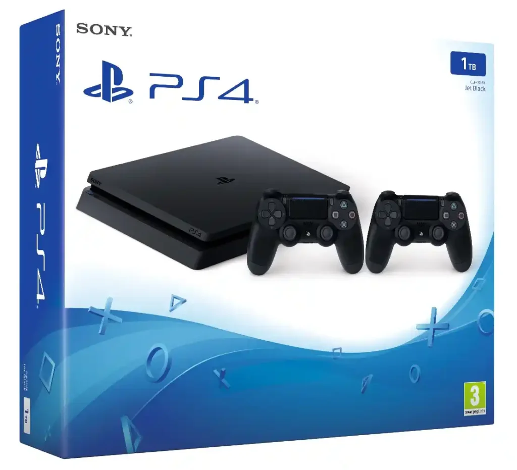 Sony Entertainment PlayStation 4 Slim 1 TB + 2°-Controller Dualshock 4 V2 Schwarz