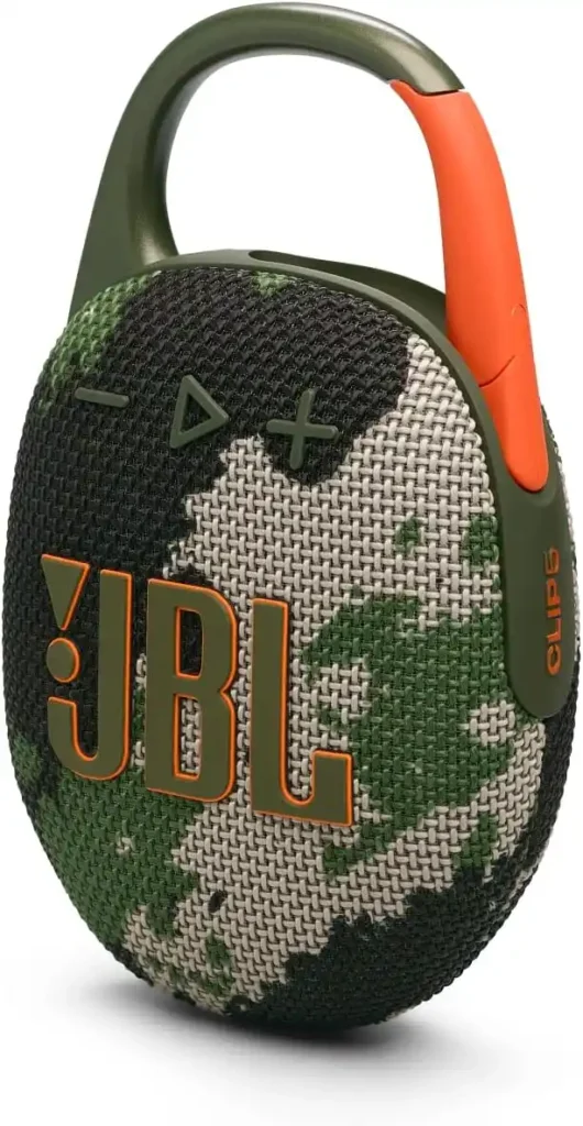 JBL Clip 5 – Camouflage – Tragbarer Bluetooth-Lautsprecher mit JBL Pro Sound, tiefen Bässen und Wiedergabezeit-Boost-Funktion – Wasser- und staubdicht – 12 Stunden Akkulaufzeit