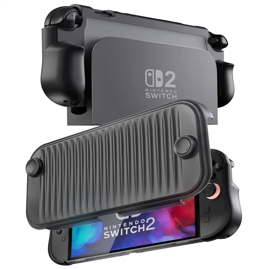 Procase andockbares Case für Nintendo Switch 2 2025 mit austauschbaren Griffen, ergonomischem weichem Griff & rutschfest, Schwarz