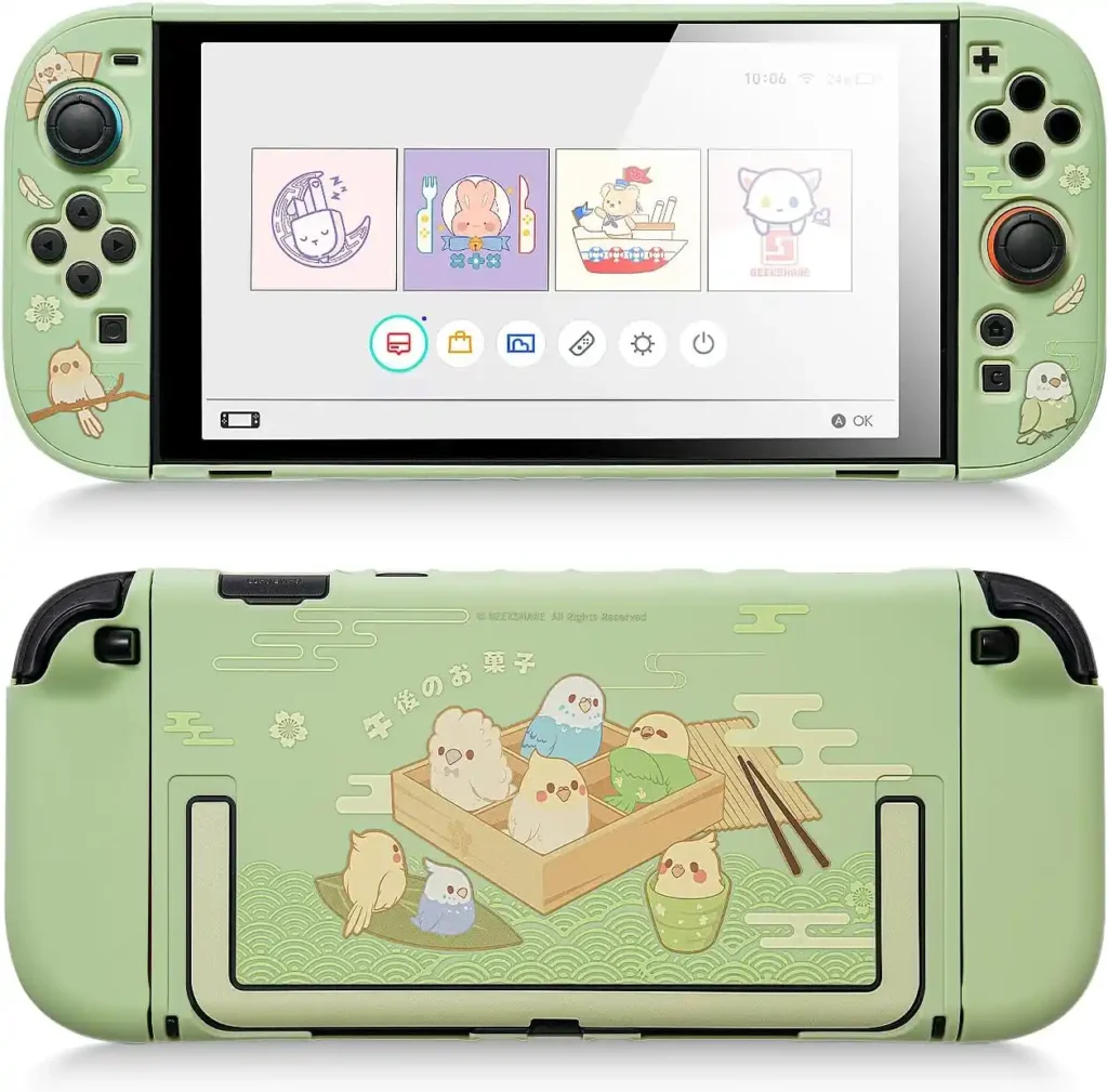 GeekShare Schutzhülle kompatibel mit Switch 2, schlanke, dockbare PC-Abdeckung für Switch 2 Konsole und Spielkonsole – Kleine Papageien