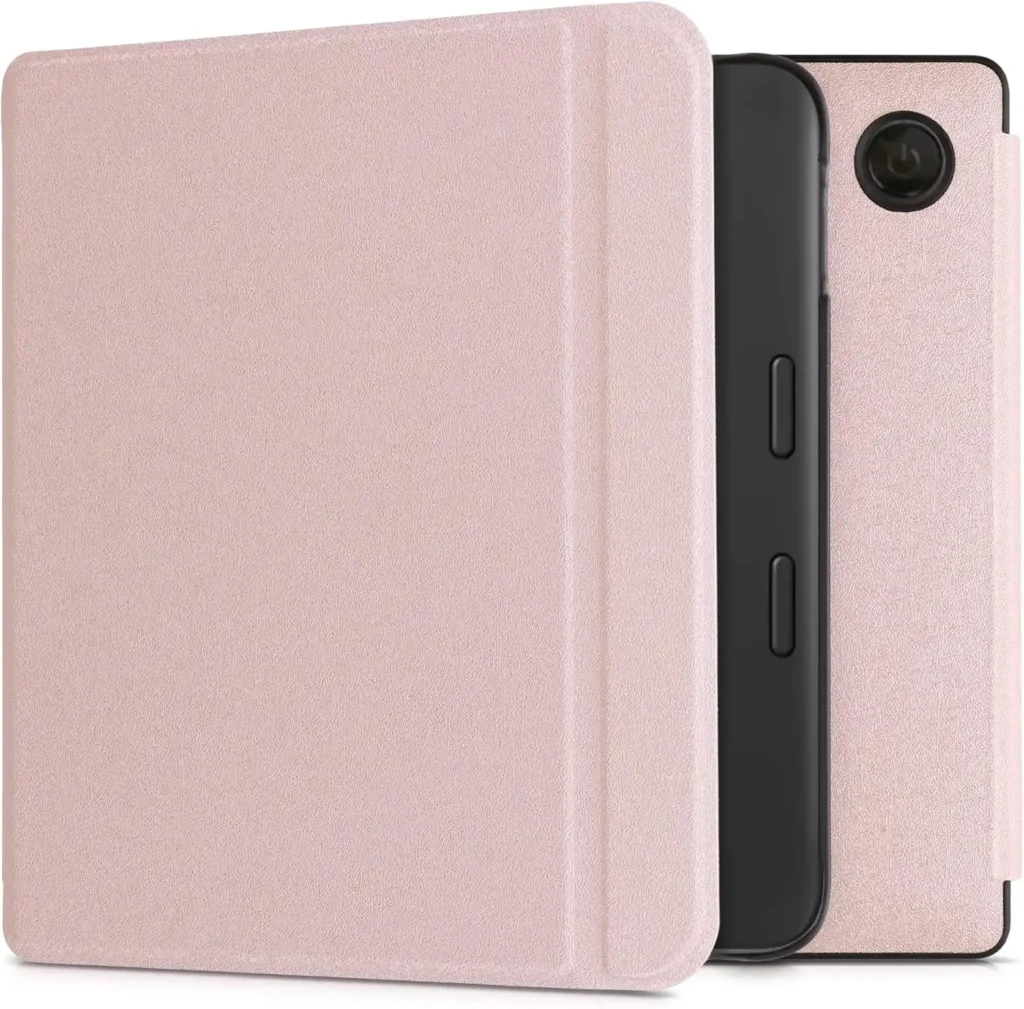 kwmobile Flip Case kompatibel mit Tolino Vision 6 – E-Reader-Hülle aus Kunstleder – Roségold