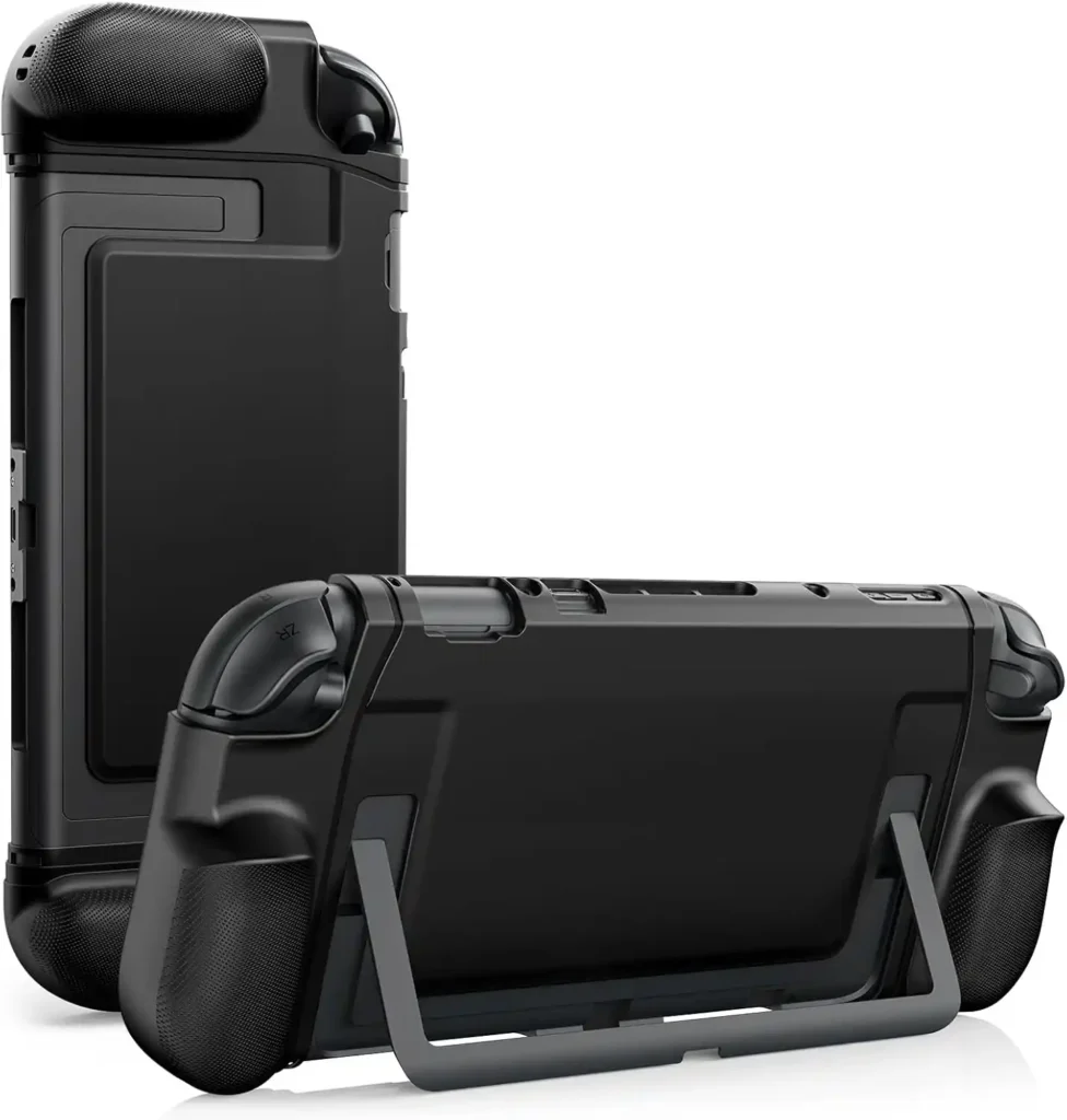 TiMOVO Dockable Hülle für Nintendo Switch 2 2025, Soft-Grip & Non-Slip Schutzhülle mit ergonomistischem Griff, Stoßfestes, Kratzschutz für Switch 2 Konsole Zubehör, Schwarz