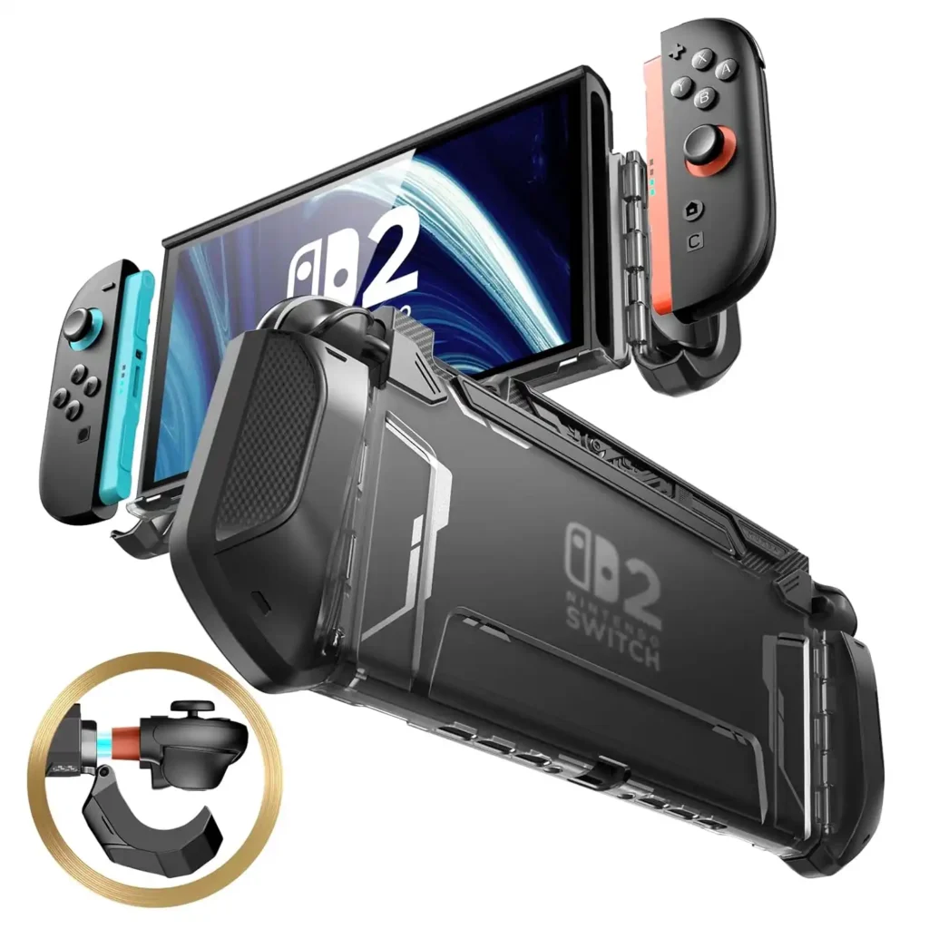 mumba Dockable Hülle für Nitendo Switch 2 2025, TPU Griff Schutzhülle Tragbar Case Cover Switch Zubehör [Blade] Kompatibel mit Switch 2 LCD 8 Zoll und Quick-Release Joy-Con Design (Dark)
