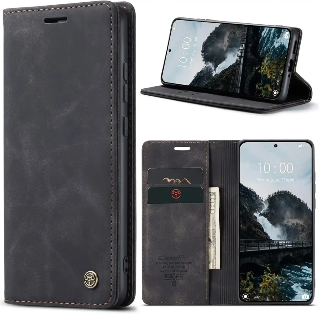 Cracedily Handyhülle für Xiaomi Mi 15T Pro 5G, Premium-Leder-Klapphülle mit magnetischem Kartenfach und Standfunktion, Schutzhülle für Xiaomi 15T Pro, Schwarz