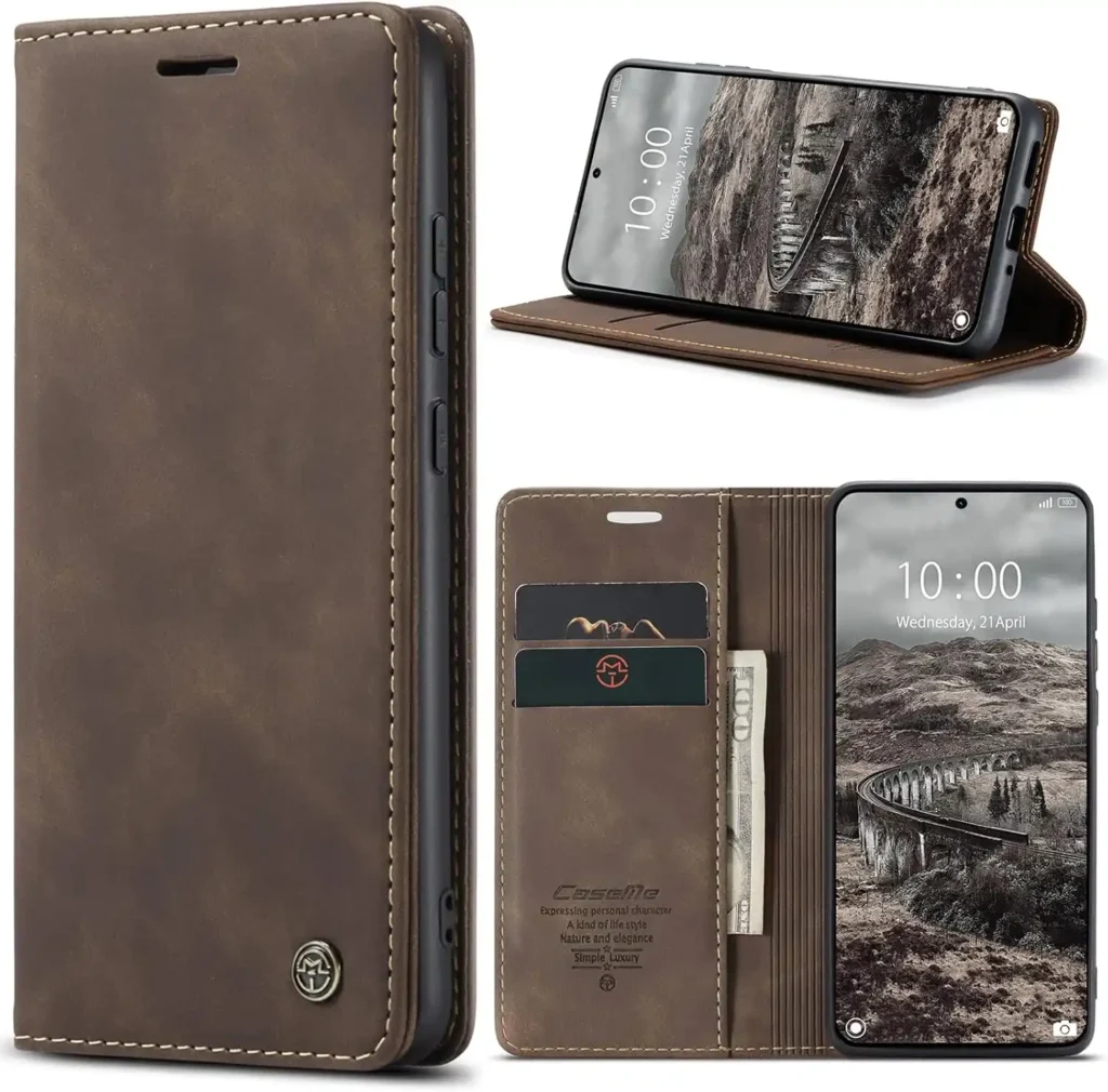 Cracedily Handyhülle für Xiaomi Mi 15T Pro 5G, Premium-Leder-Klapphülle mit magnetischem Kartenfach und Standfunktion, Schutzhülle für Xiaomi 15T Pro, Kaffeebraun